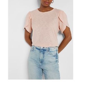 Express Tulip Sleeve Skimming Tee Baby Pink  S